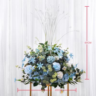 China 45cm silk Peacock leaf peony hydrangea artificial flower ball bouquet dedor road guide table centerpiece silk for sale