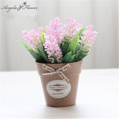 China Flower Bonsai Pastoral Style Basil Lavender Opens Simulation Flower Pot Set Plastic Decorative Flower for sale