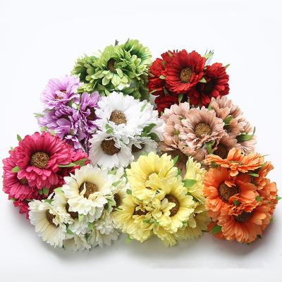 China Main Decoration Wedding Artificial Chrysanthemum Gerbera Flower Bouquet 6 Bouquet Floral Decoration for sale