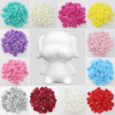 China PE Bear Rose DIY Foam Teddy Bear Model PE Rose Flower Valentine's Day Gift Wedding Decor White Material for sale