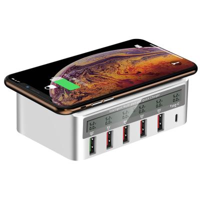 China 100W USB Multi Charging Station 100W USB Multi Hub Docking Station Multi USB Phone Desktop Wireless Charger for sale