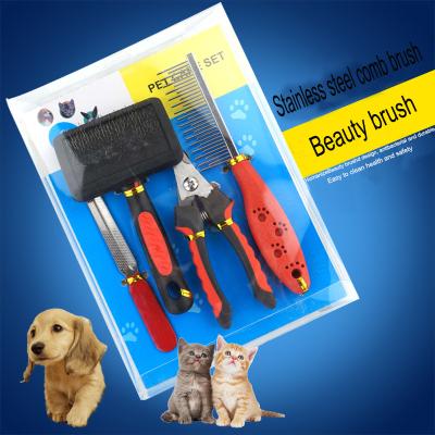 China Professional Pet Nail Clippers Grooming Comb Kit Pet Cat Dog Grooming Viable Professional Dog Clippers for sale