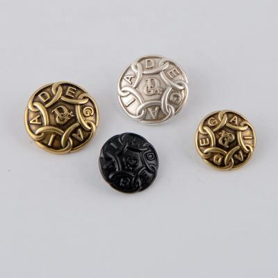 China Washable Custom Luxury Brand Quality Metal Sewing Shank Button For Coat for sale