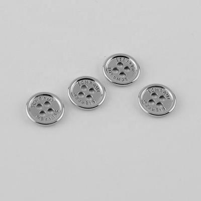 China Washable Custom Shiny Nickel 4 Holes Alloy Metal Sewing Button For Shirt for sale