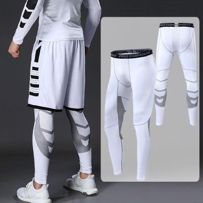 China Breathable Custom Compression Pants Jogging White Black Leggings Workout Pants Tights Gym Gaiters Running Sport Fitness For Men for sale