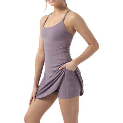 China SKIRTS Woman Tennis Golf Comfy Quick Dry Sleeveless Dress With Striping Shorts And Pockets for sale