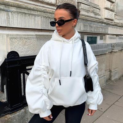 China Wholesale QUICK DRY White High Quality Custom Crop Top 100% Cotton Tracksuit Long Sleeves Top Pullover Cropped Women Hoodies for sale