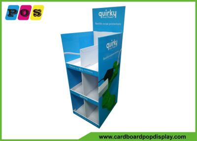 China Blue Printing Cardboard Retail Display , Three Shelves Corrugated Floor Displays For Socket FL190 for sale