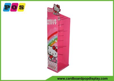 China Pink Printing POP Cardboard Peg Display Merchandising Floor Stand HD024 for sale