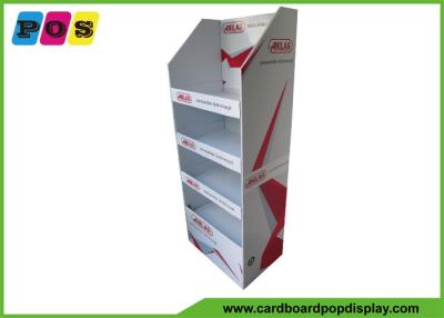 China Custom Made Instore Retail Cardboard Floor Standing Display Unit With Four Shelves for sale