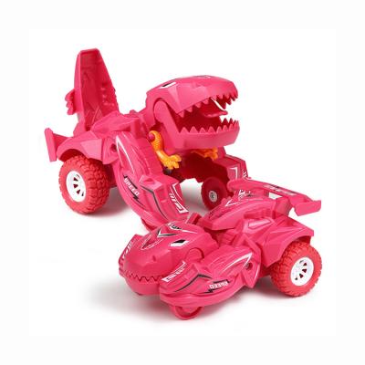 China 2021 Modes Deformation Dinosaur Toy Car Baby Inertia Car Rotating Racing Toy Car Gift 168-50 for sale