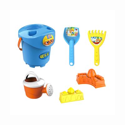 China Children's Beach Toys Bucket Sand Basin Play Sand Tools Water Hourglass Trolley Plastic Dredging Shovel Set 123-12 for sale