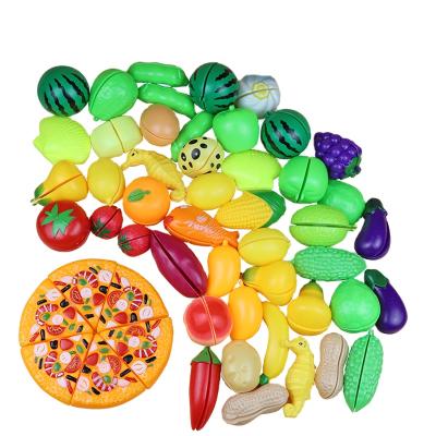 China Toy Set Children's Safe Fruit Vegetable Pretend Play Toy Plastic Food Toy Happy Meal Kitchen Cut Environmental Material for sale