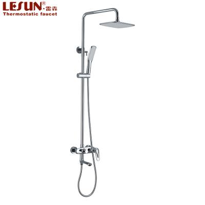 China Wall Mounted Waterproof Slide Bar Sanitary Ceiling Shower Faucet Diverter Ware Rain Shower Head Lights Being Set With Hose for sale