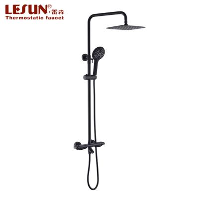 China With Slide Bar European Modern Bathroom Black In-Wall Rainfall Shower Head With Shower Head Portable Adjustable Handheld Faucet Set for sale