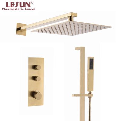 China With Slide Bar Accessory LESUN Bath Set Concealed Wall Mounted 2 Function Hand Shower Including Gold Bath Faucet Bathroom Shower Set for sale