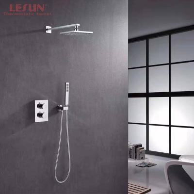 China Without Faucet High Quality Wall Mounted Square Bathroom Shower Slide Bar Watermark Mixer Rainfall Shower Head Set for sale