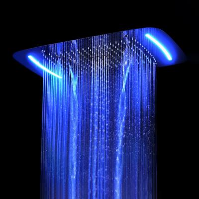 China With Large Size LED Slide Bar Luxury Waterfall Mist Column Rainfall Multi Function Shower Head Set BathroomThermostatic Shower System for sale