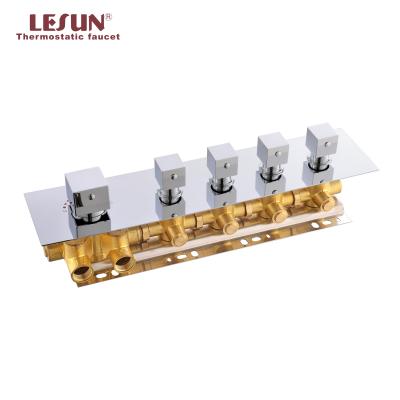 China Without Slide Bar LESUN 2019 Arrived Multi Color Shower Valve 4 Functions Control Brass Thermostatic Diverter for sale