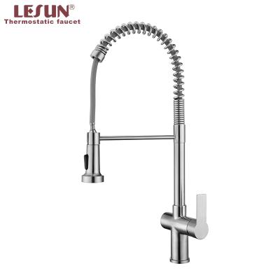 China Thermostatic Faucets Deck Mounted Stainless Steel Kitchen Faucet Cold Thermal Kitchen Flexible Pull-Out Universal Source Pull Down Faucet for sale