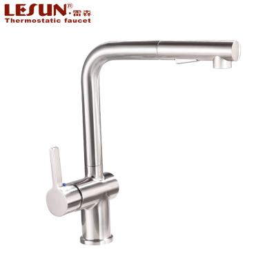 China LESUN Modern Zinc Body South America Faucet Drinking Water 3 Way Pull Out Kitchen Sink Faucet for sale