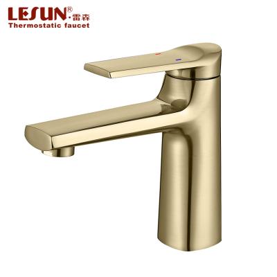 China LESUN 2020 Gold Contemporary Basin Faucets Bathroom Vanity Tub Mixer Hot Cold Water Faucet for sale