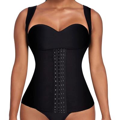 China Black 100% Strong Steel Cincher Shapewear Fajas Bone Waist Shaper Latex Waist Trainer Vest Corset 6 Rows Antibacterial Body Hook Women 4XL for sale