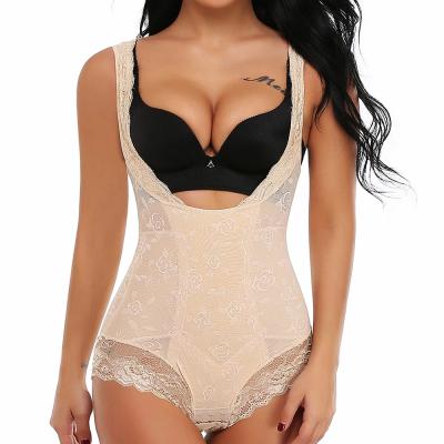 China Full Waist Cincher Underbust Shapewear Antibacterial Lace Body Shaper Tummy Control Jumpsuit Slimming Trainer Panties Girdle Corset for sale