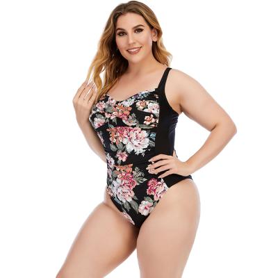 China Plus size 2021 European and American plus size new big one piece swimsuit accept customization printing plus size swimwear for women for sale