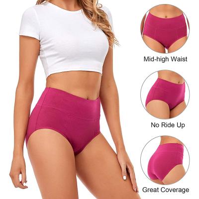 China Cotton Antibacterial Underwear No Roll Top Briefs Full Soft Stretch Breathable Ladies Panties For Women Menstrual Period Protective Panties for sale