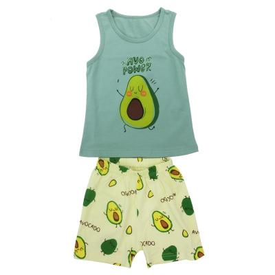 China Breathable Breathable Boys Summer 2 Piece Pajama Set Avocado Tank Top Shorts Sleeveless Pajamas Set For Kids Officer for sale