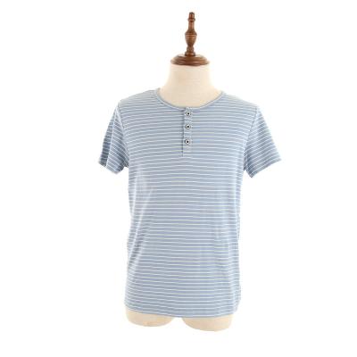 China 2022 Anti-Wrinkle Fashion Casual Stripe Slim Short Men's Round Neck for sale