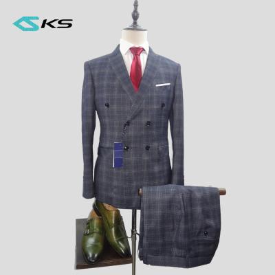 China 2022 Anti Wrinkle Mens Plaid Suits 3 Pieces Blazer Vest Pants Sets Single Breasted Mens Formal Suits For Men for sale