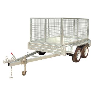 China 3500kg GVW car trailer 8x5 9x5 10x5 10x6 12x6 twin axle box trailer with 1000mm mesh cage for sale