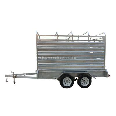 China Truck Trailer 10x6 Cattle Crate Stock Trailer With Long Ramp for sale