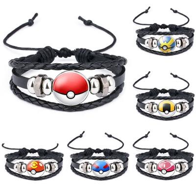 China Vintage DIY Handmade Pets Cartoon Bracelet Game Spirits Multilayer Rope Braided Boy's Leather Bracelet for sale