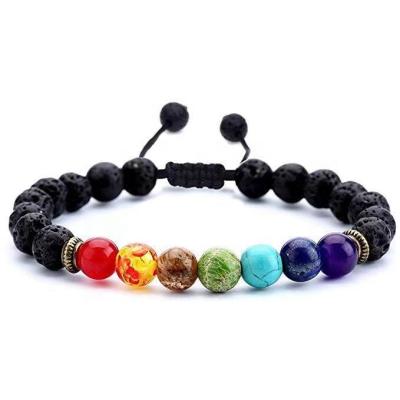 China Handmade Braided Toppik Beads 8mm Natural Stone Bracelet Healing Lava 7 Chakras FASHION Bangle Bracelet for sale