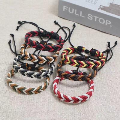 China New Handmade Wax Color Men's Boy Outdoor Simple Woven Rope Cheap Bracelet Casual/Sporting Couples Gifts for sale