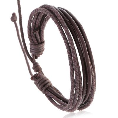 China Simple simple leather jewelry hemp rope men and women joker bracelets pure color cheap - woven bracelet for sale