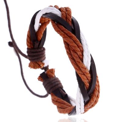 China Simple Simple Joker Mens And Womens Hand - Woven Retro Ornaments Leather Bracelet Cheap Charms Jewelry for sale