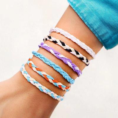 China New Handmade Colorful Waterproof BOHEMIA Beach Accessories Wax Hand String Woven String Bracelet for sale