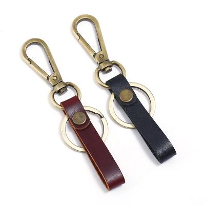 China Creative Customizable Small LOGO Keychain Gifts Retro Punk Leather Tanned Pendant Keychain for sale