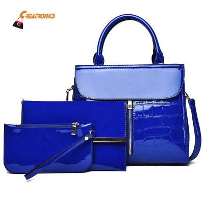 China Custom Brand Tote Handbag Set Women Handbag Patent Leather Cover Patent Leather Cover for sale