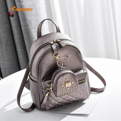 China Waterproof 2pcs Set PU Portable Backpack Wholesale Women Leather School Backpack Fashion for sale