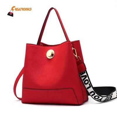 China Wholesale Fashion Bucket Leather Ladies Handbags For Women Wide Shoulder for sale