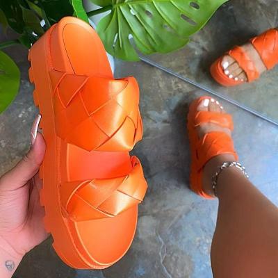 China China Wholesale Lightweight Bulk Orange Slip On Entry Sandals Designer Platform Slides Women 2021 for sale