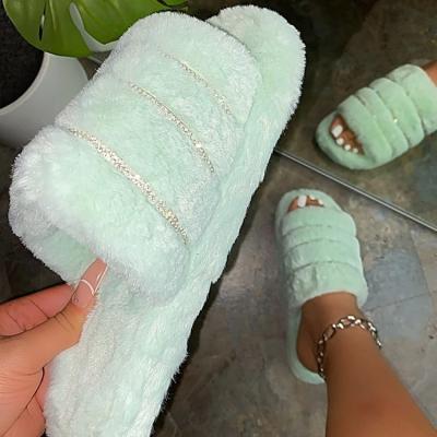 China Bulk China Link Dye Sandals 2021designer Light Weight Fur Slides Fluffy Slippers for sale