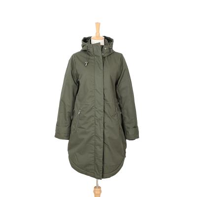 China Waterproof Ladies Hooded Quilted Ditch Coat With Rib Collar And Cuff for sale