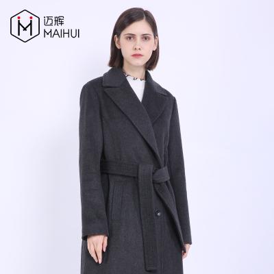 China Sustainable Fashion Winter Black Clothes Ladies Wool Double Breasted Coats for sale