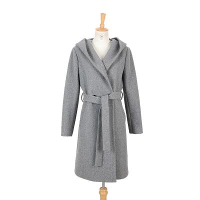 China Sustainable High Quality Solid Color Woolen Coat Womens Ladies Woolen Clothing With Hood for sale